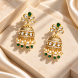 Floral Stone Pearl Jhumkas