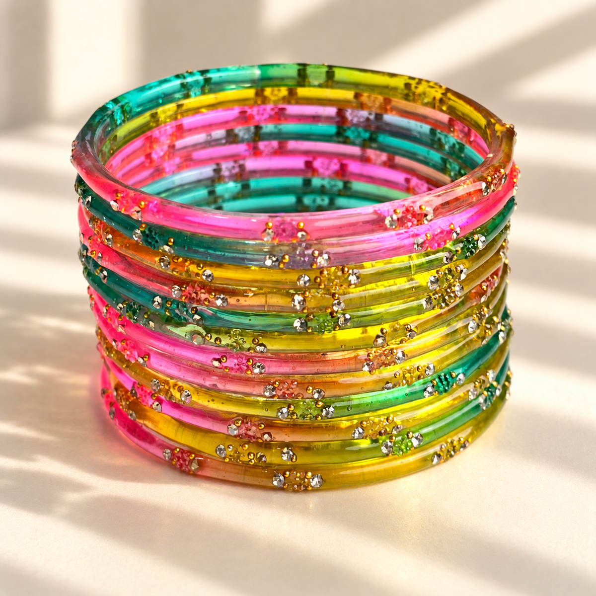 Dotted Stone Glass Bangle