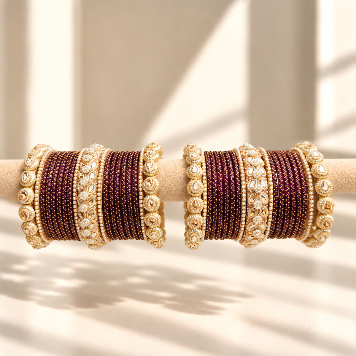 Drop Border Glass Bangle Set