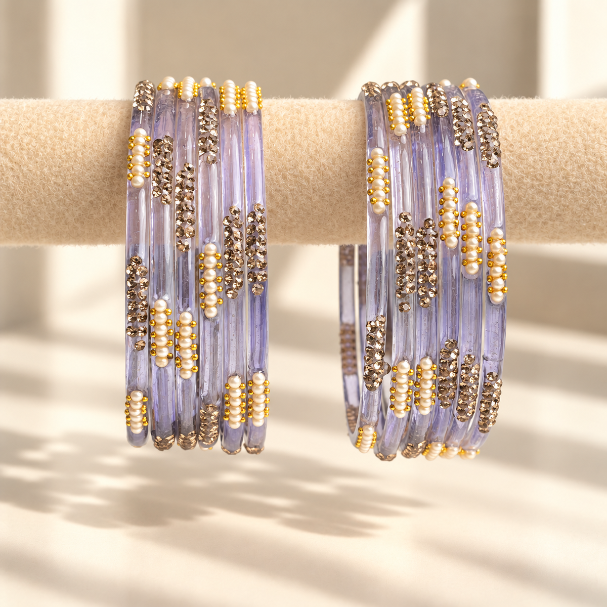 Pearl Line Glass Bangle