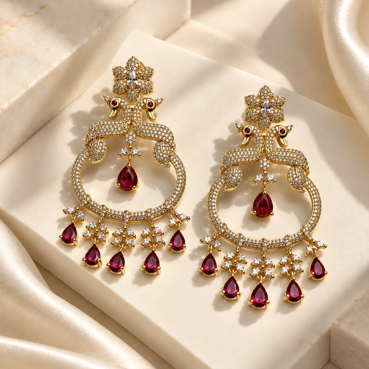 Royal Peacock Drop Earrings