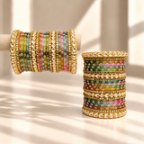 Floral Kundan Stone Bangle Set