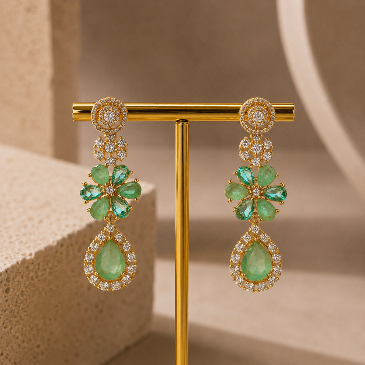 Twin Drop Motif Jewellery Set