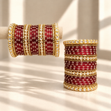 Floral Kundan Stone Bangle Set