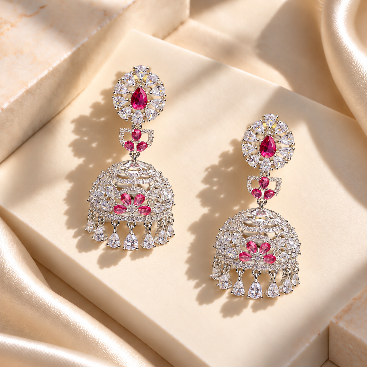 Elegant Stone Drop Jhumkas