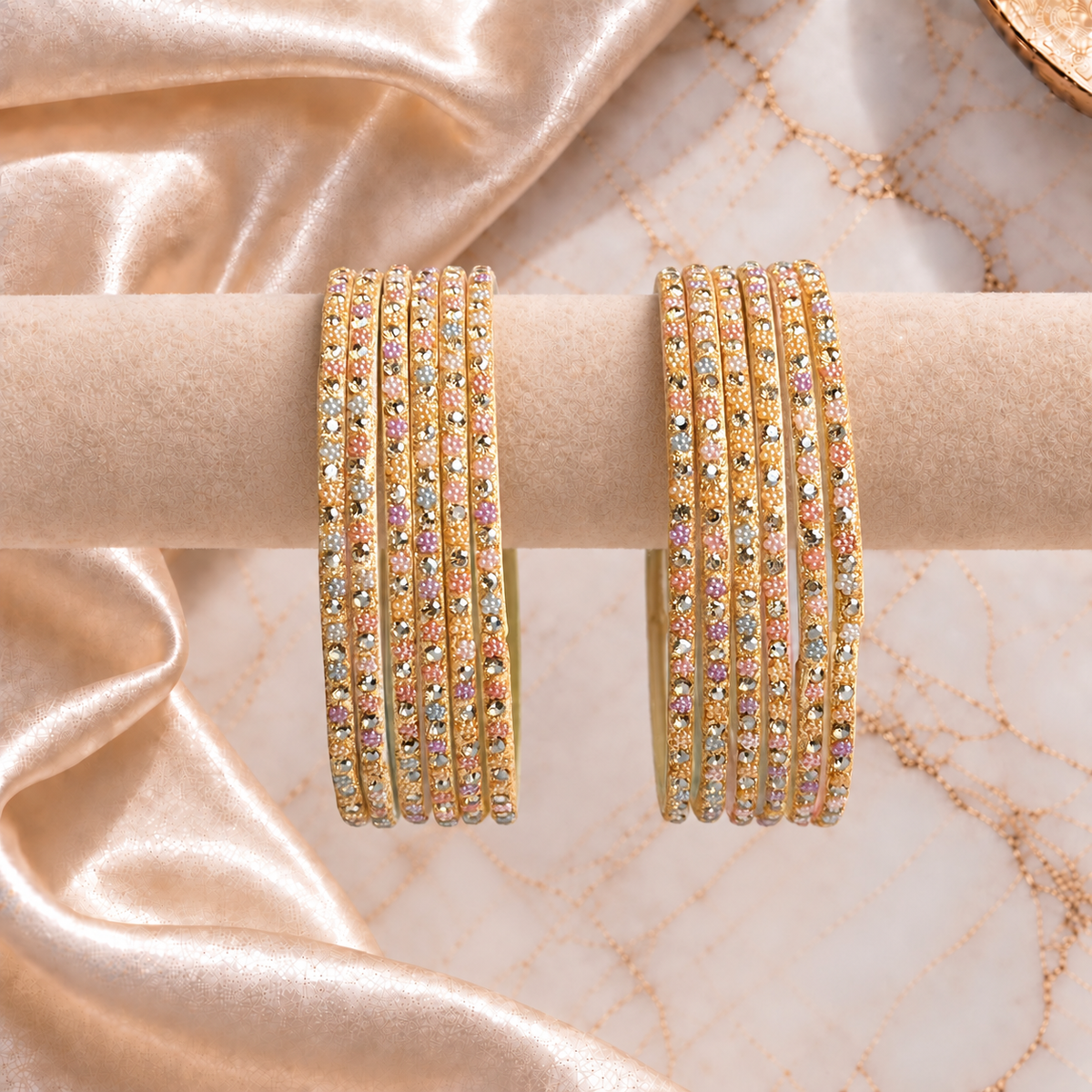 Flower stones glass bangles