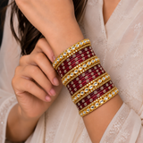 Floral Kundan Stone Bangle Set