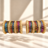 Floral Kundan Stone Bangle Set
