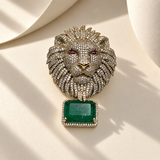 Lion Face Drop Brooch