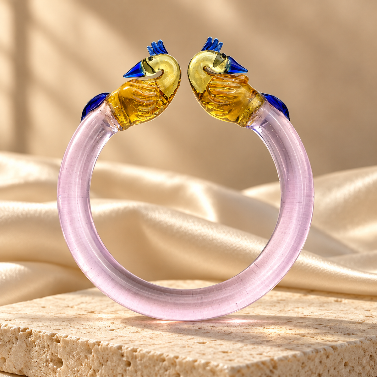 Royal Peacock Design Glass Kada