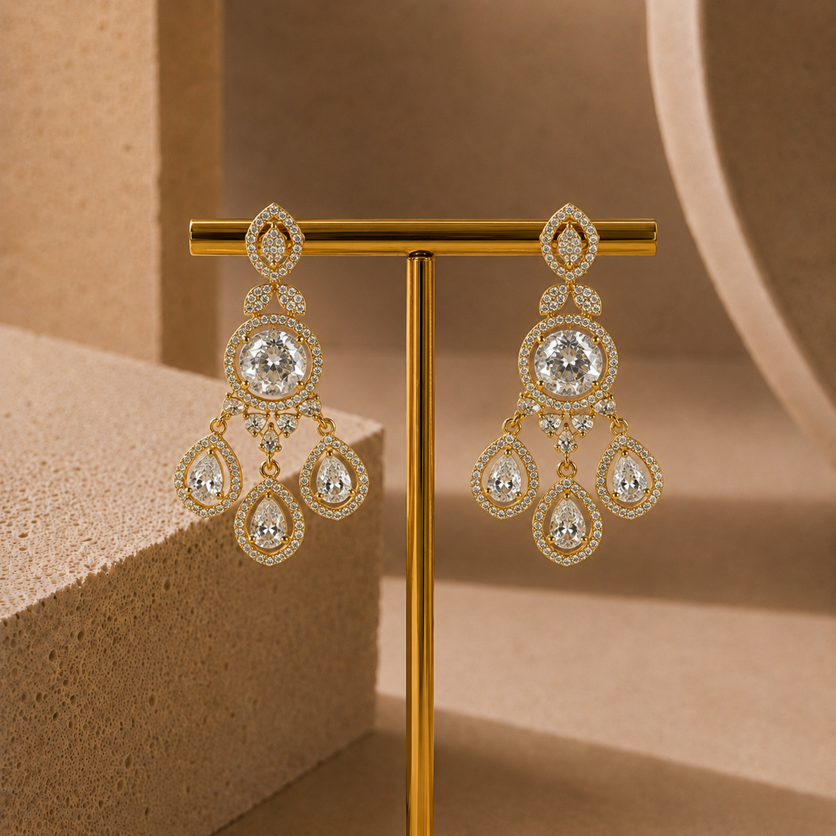 American Diamond Crystal Drop Necklace Set