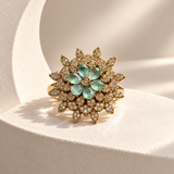 Layered Flower AD Stone Ring
