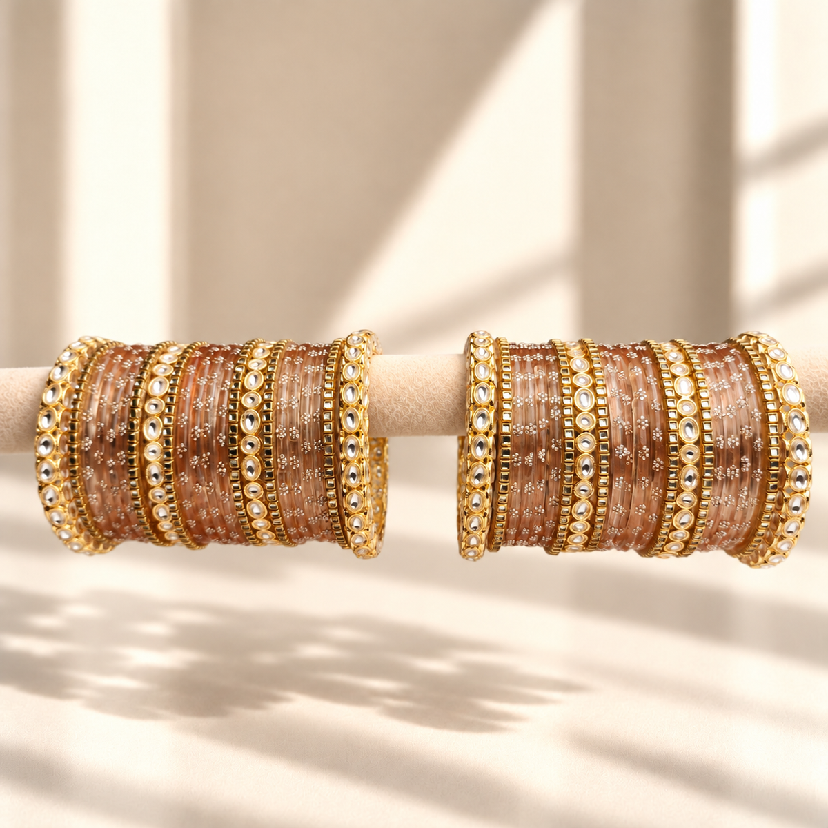 Floral Kundan Stone Bangle Set