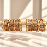 Floral Kundan Stone Bangle Set