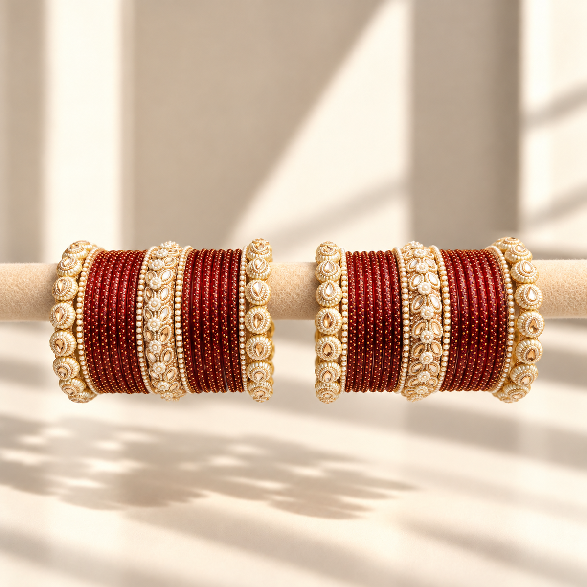 Drop Border Glass Bangle Set