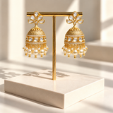 Floral Stone Pearl Jhumkas