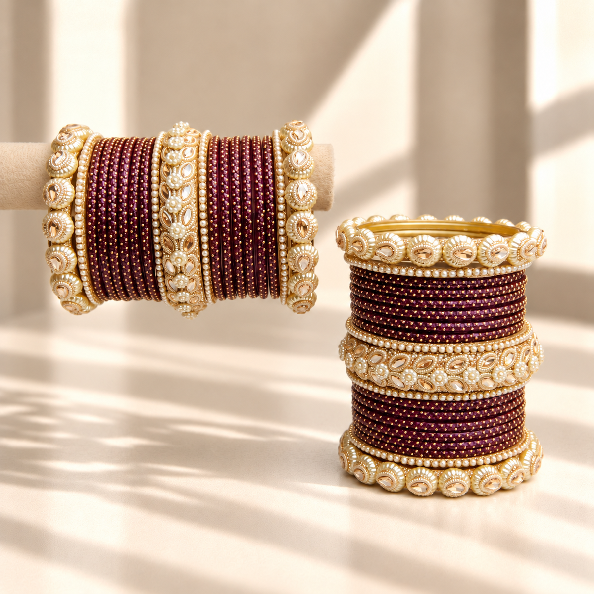 Drop Border Glass Bangle Set