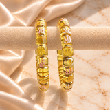 Golden Line Cutting Flower Pattern Glass Kada