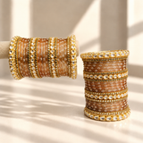 Floral Kundan Stone Bangle Set
