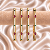 Rajwada Pearl Oval Ruby Bangles