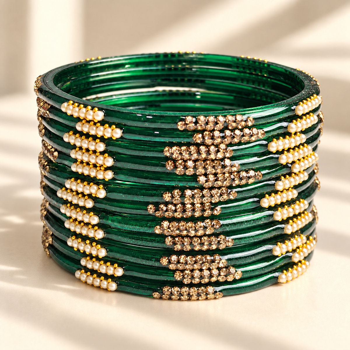 Pearl Line Glass Bangle
