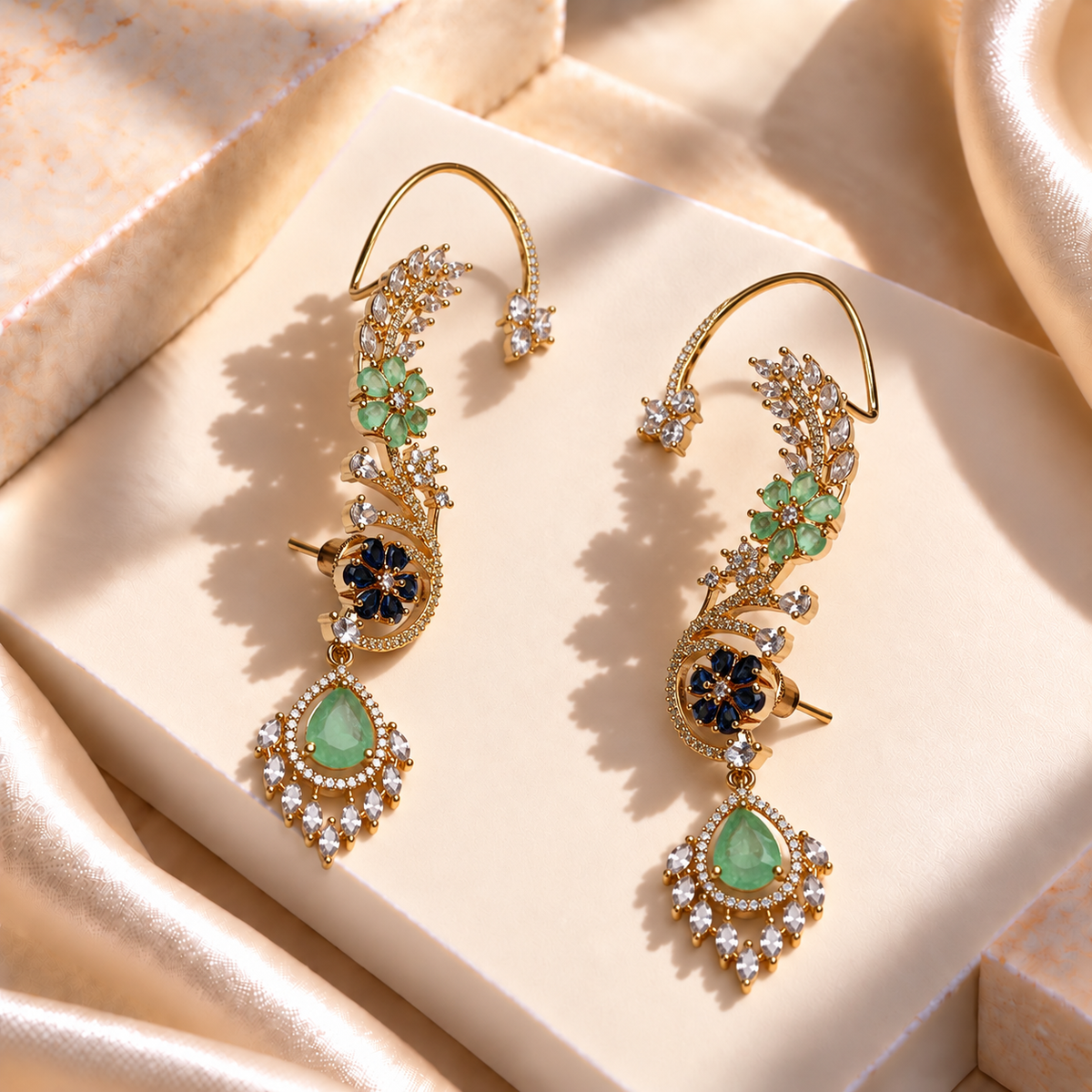 Leaf and Blossom Drop Earrings