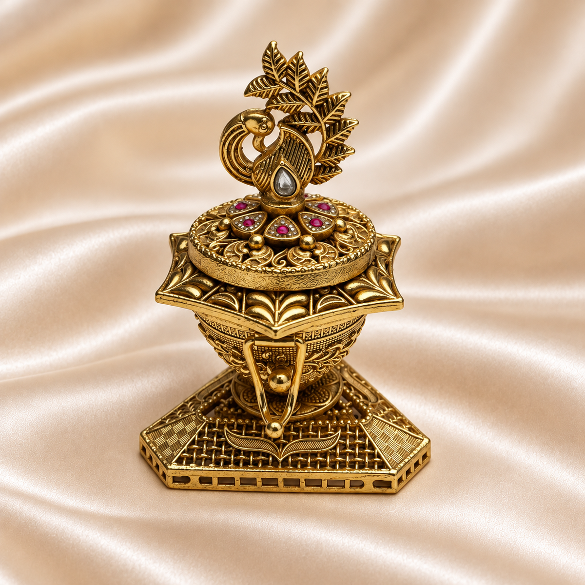 Peacock Crown Sindoor Box