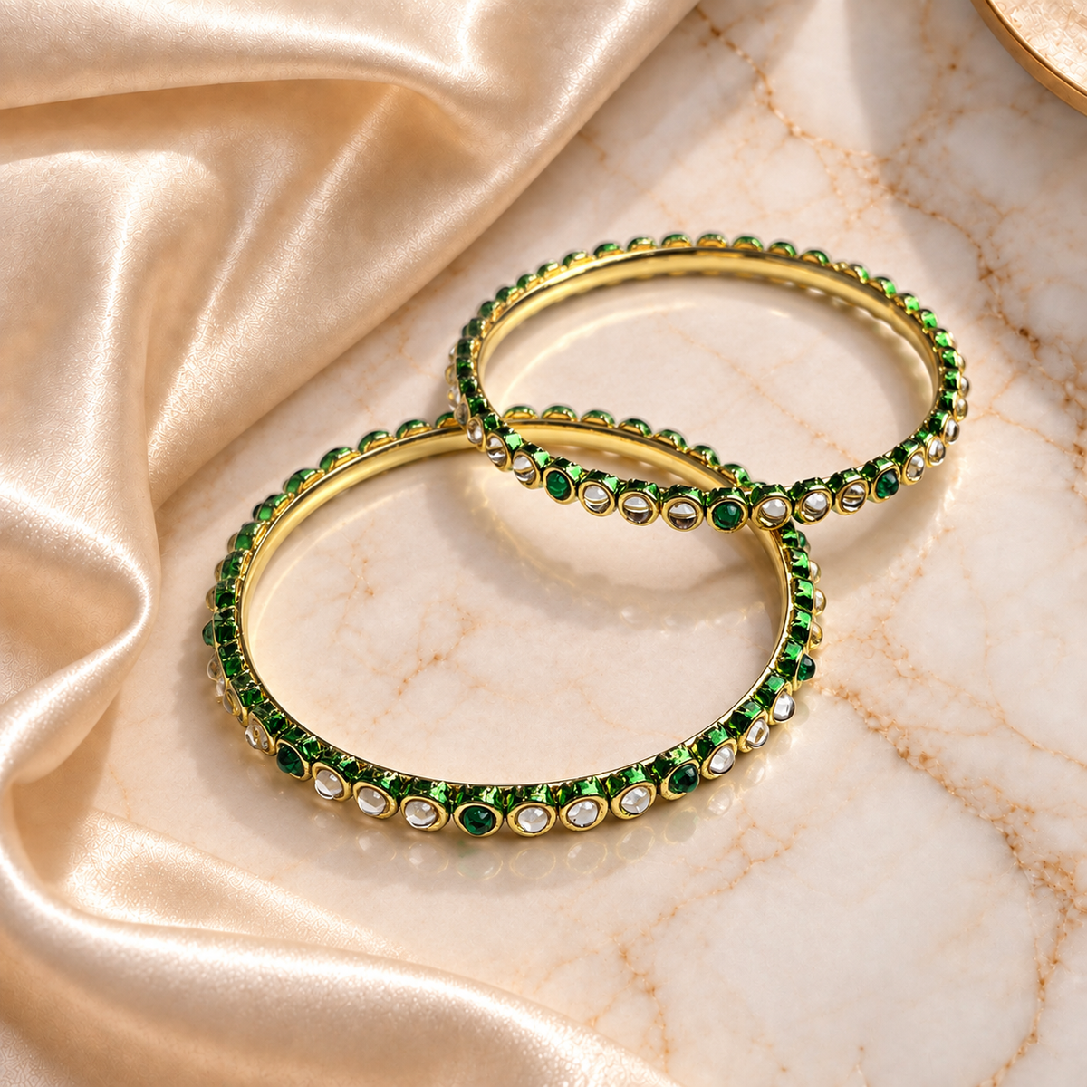 Single Line Dot Kundan Line Bangles