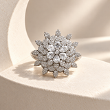Layered Flower AD Stone Ring