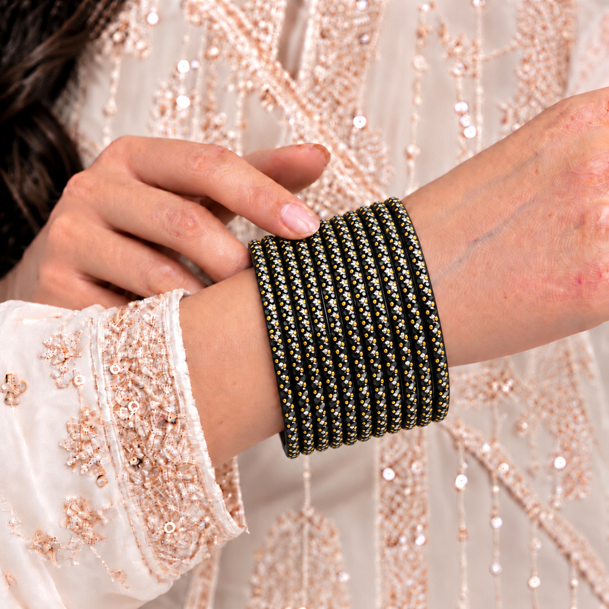 Golden Dot Glass Bangle