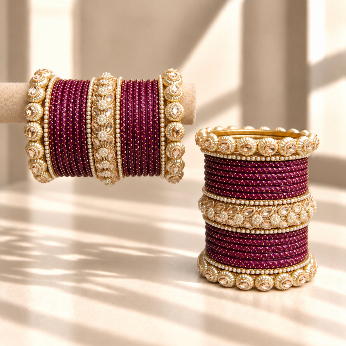 Drop Border Glass Bangle Set