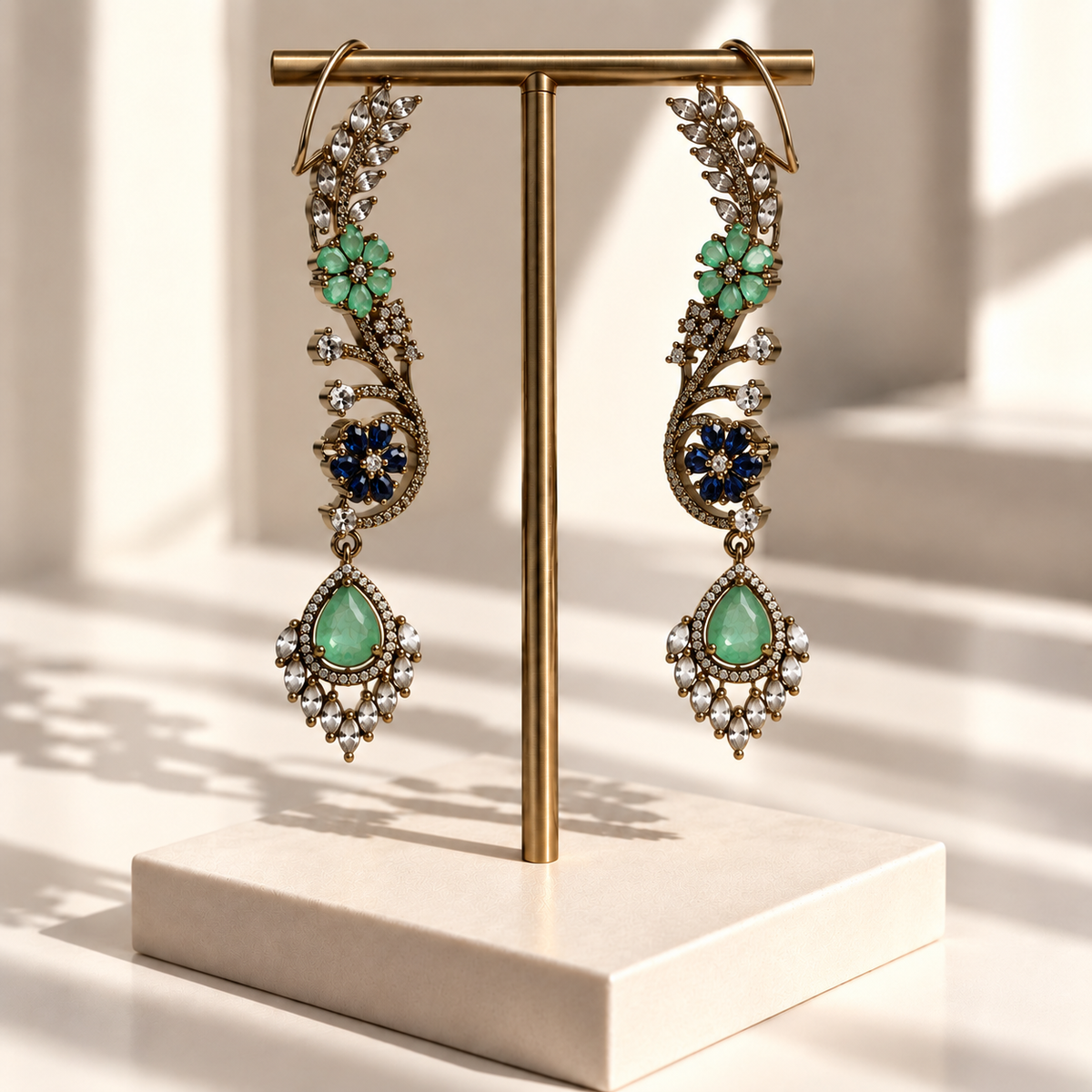 Leaf and Blossom Drop Earrings