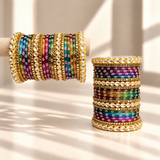 Floral Kundan Stone Bangle Set