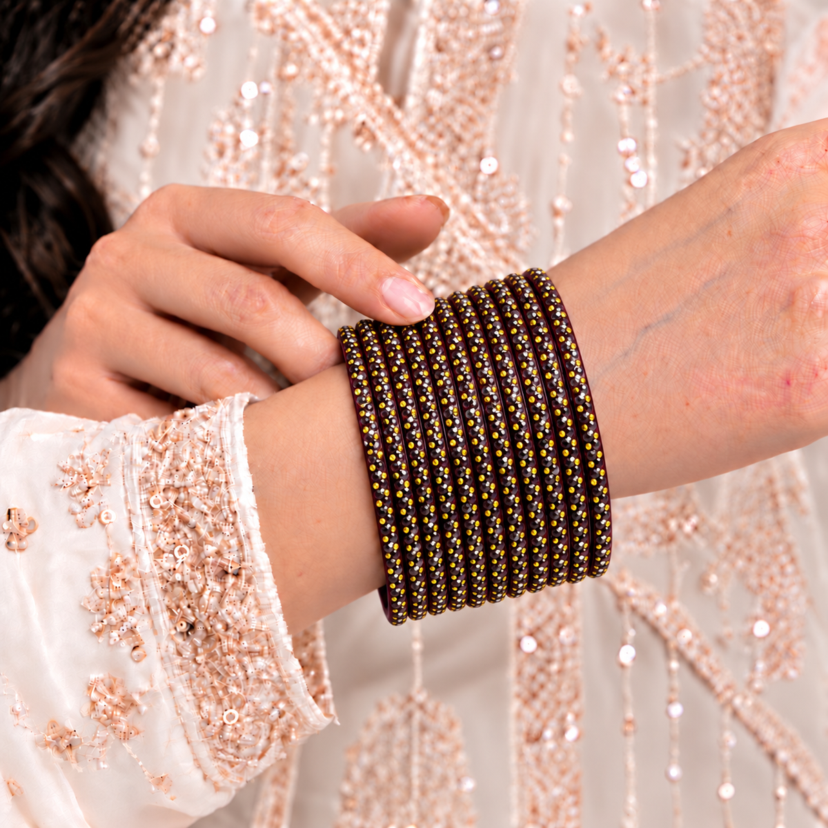Golden Dot Glass Bangle