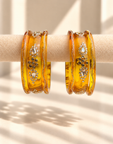 Drop Stone Short Glass Kada Bangle Set