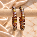 Golden Line Cutting Flower Pattern Glass Kada