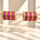 Floral Kundan Stone Bangle Set