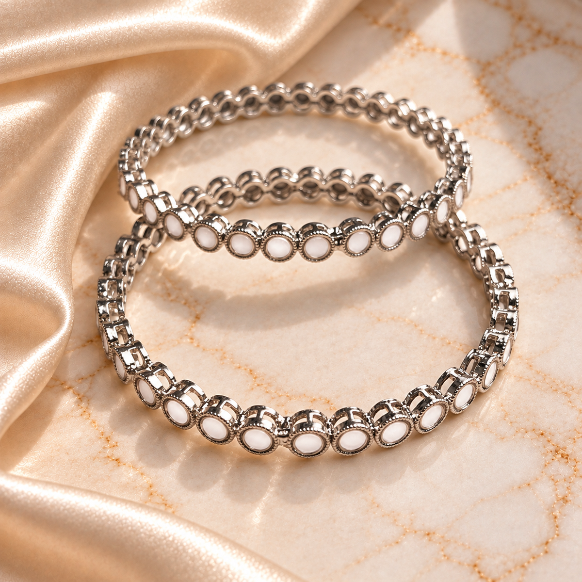 Round Mirror Stone Bangles