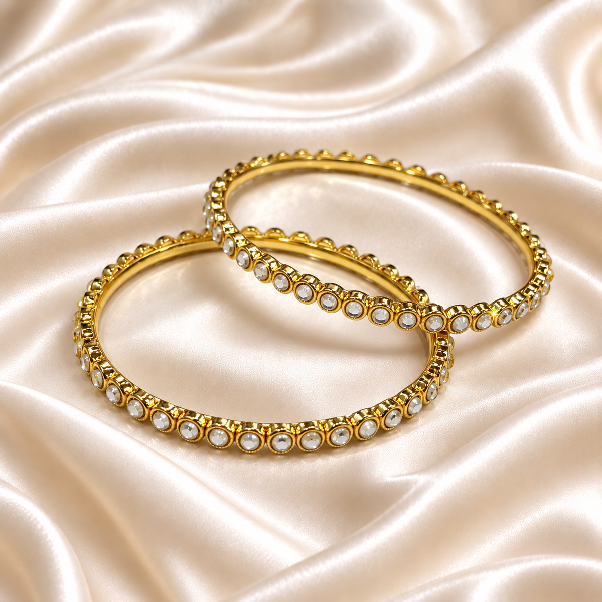 Single Line Dot Kundan Line Bangles