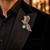 Flying Bird Design Stone Brooch