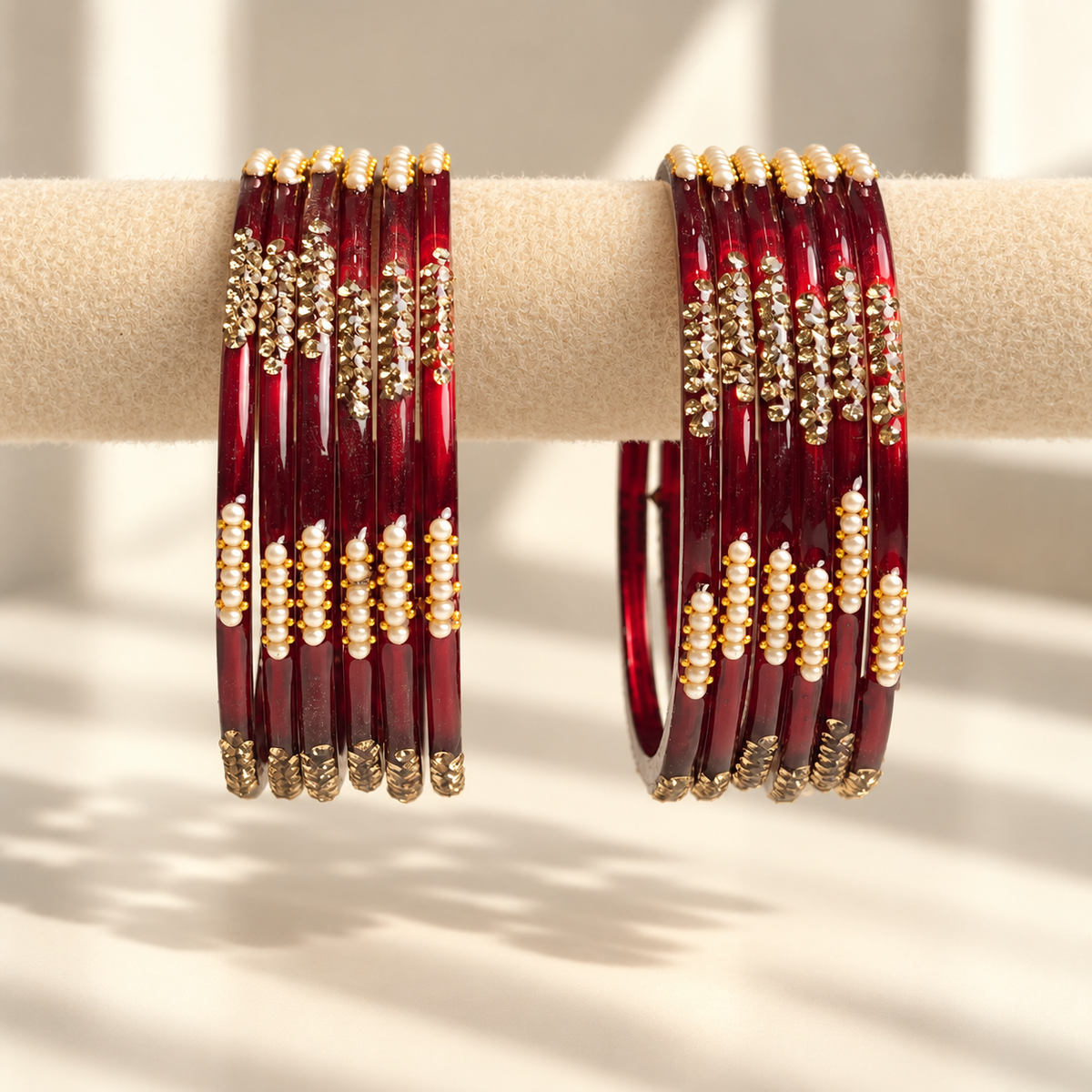 Pearl Line Glass Bangle