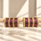 Floral Kundan Stone Bangle Set