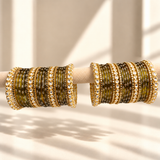 Floral Kundan Stone Bangle Set
