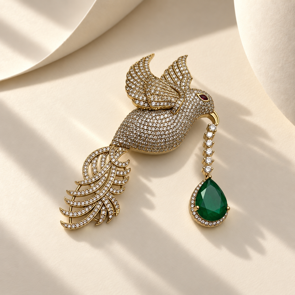 Flying Bird Drop Brooch