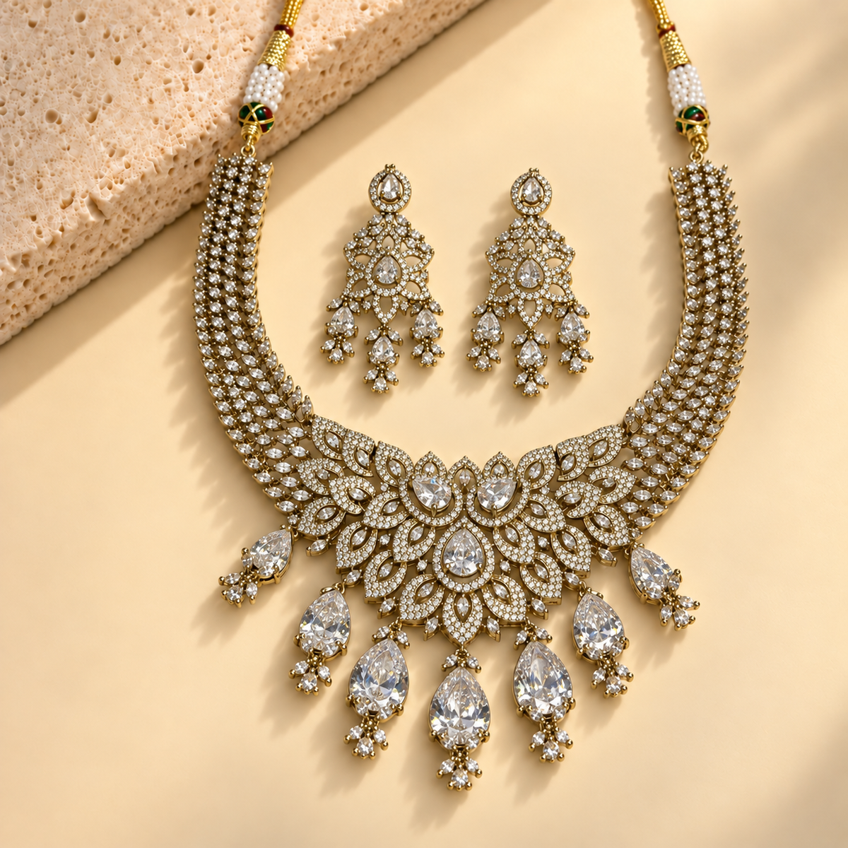 Leafwork Stone Necklace Set