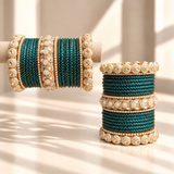 Drop Border Glass Bangle Set