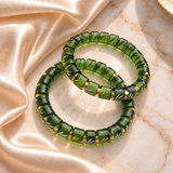 Golden Line Cutting Flower Pattern Glass Kada