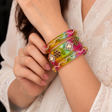 Drop Stone Short Glass Kada Bangle Set