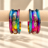 Drop Stone Short Glass Kada Bangle Set