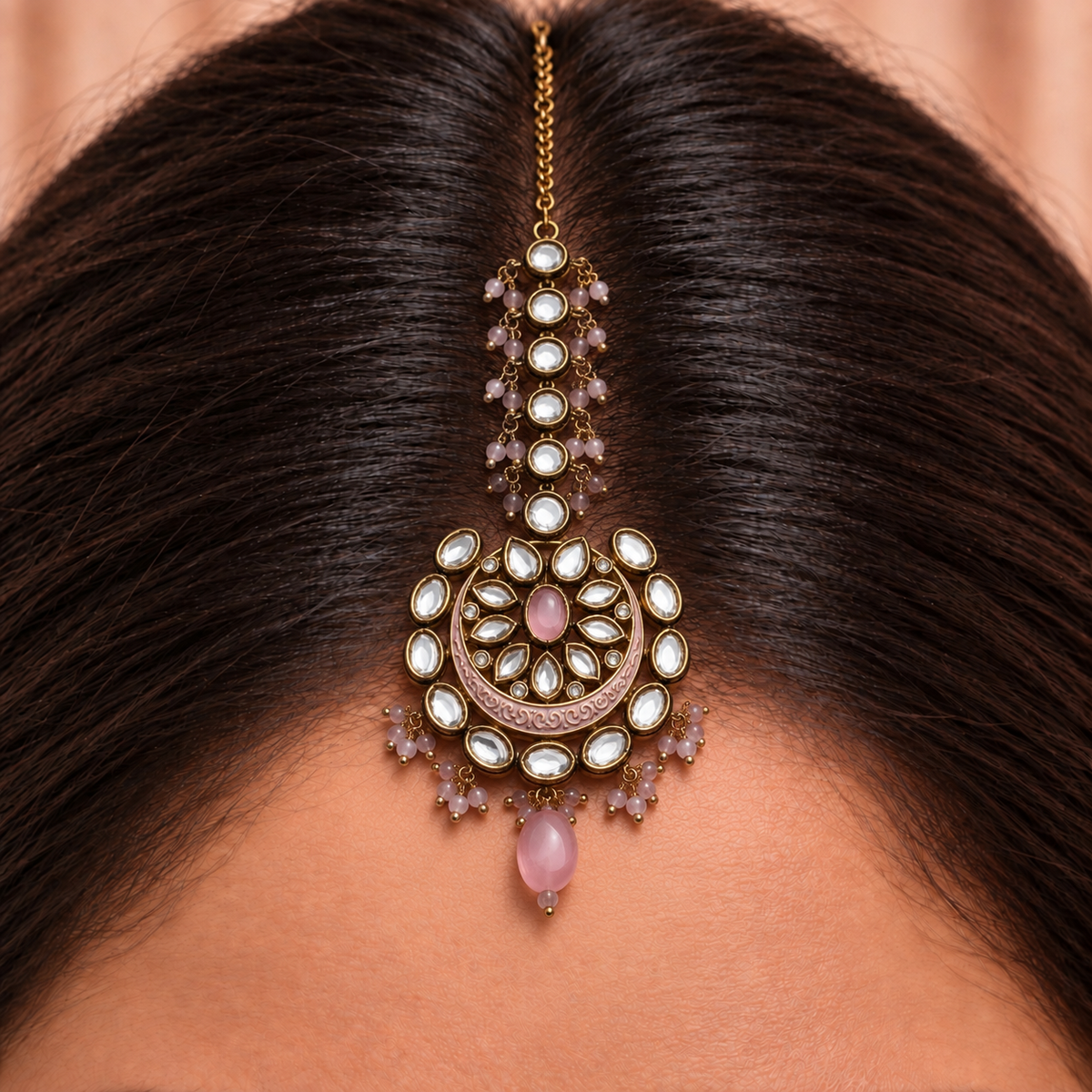 Oval Stone Maang Tikka